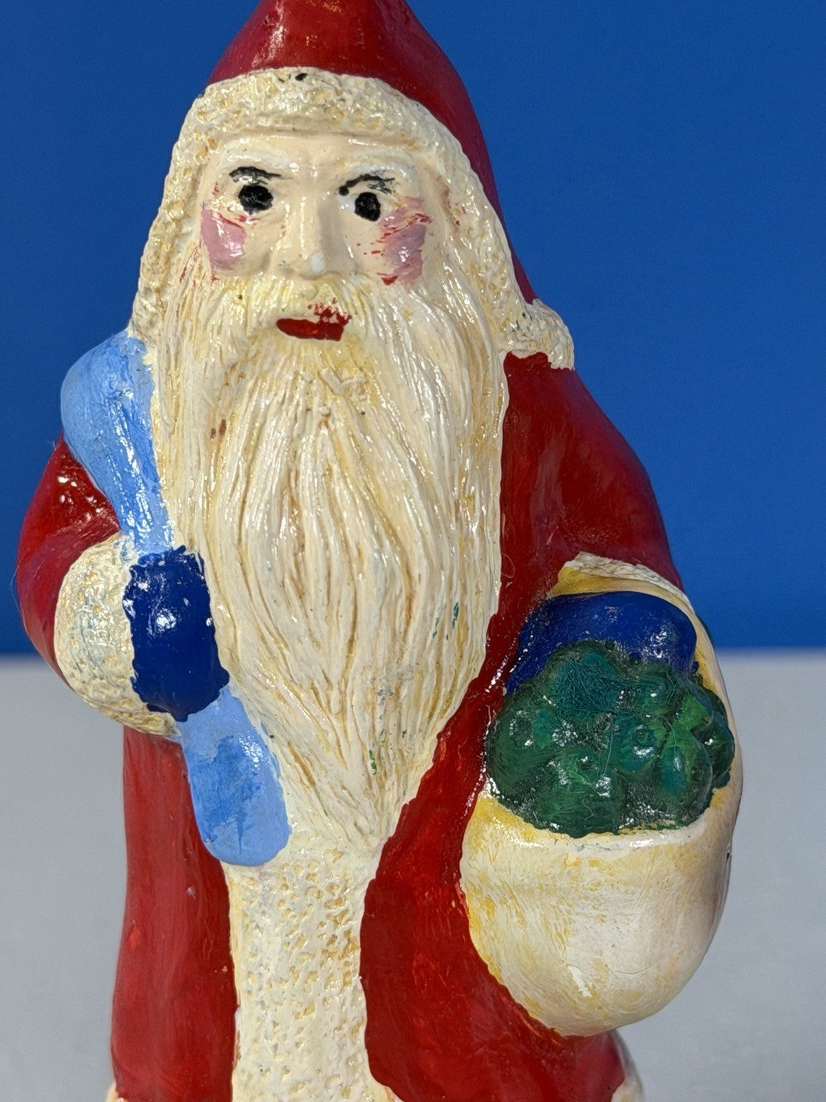Vintage Hand Painted Resin Santa Claus Figurines Lot of 2 Antique Style Pair
