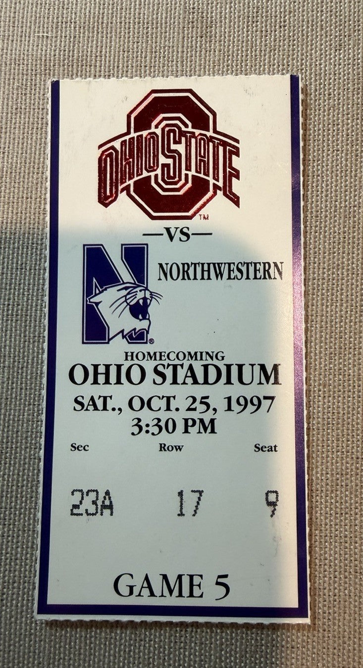 1997 Ohio State Football Ticket Stub Lot Northwestern Illinois Cooper Era