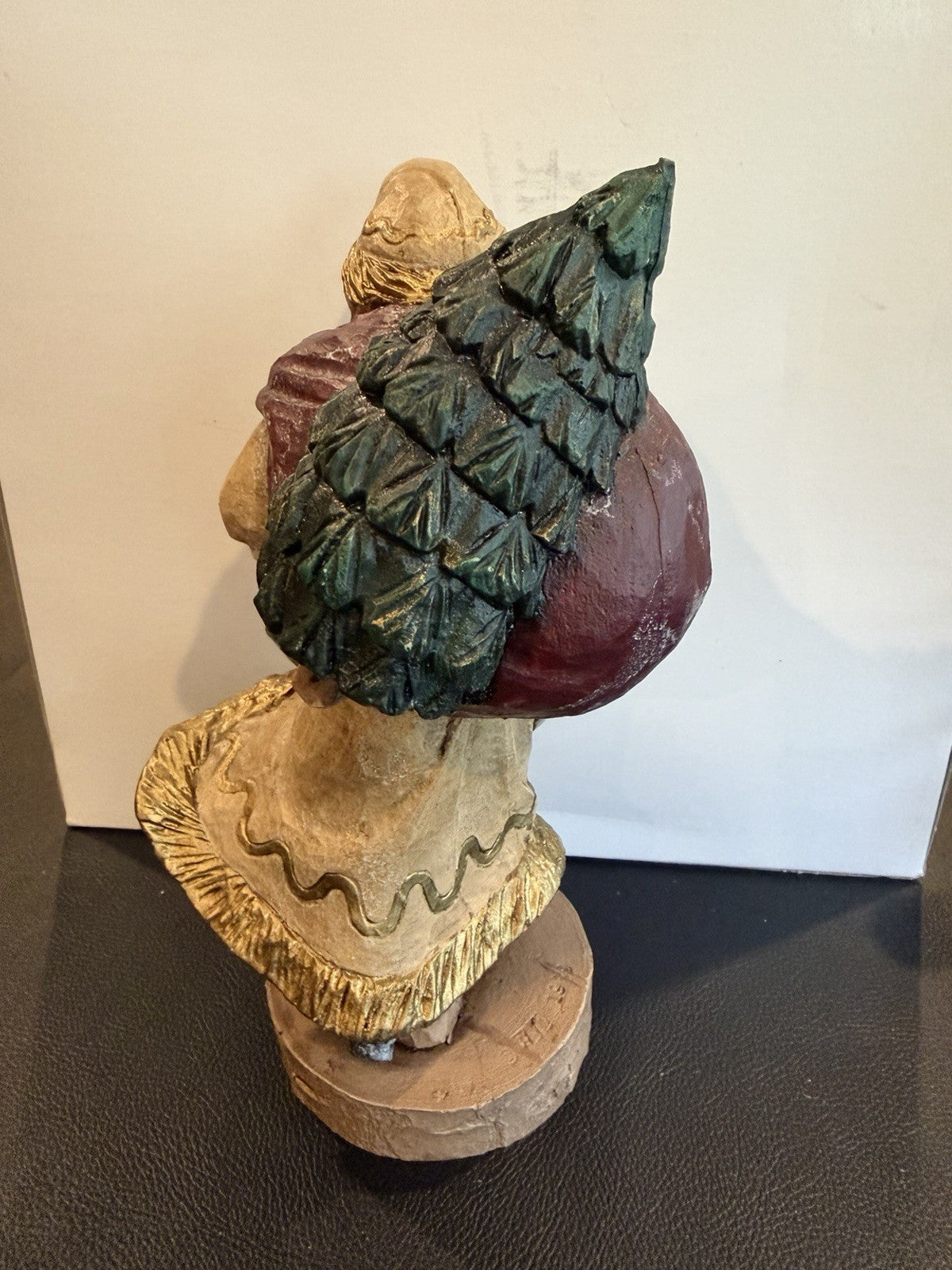 Pair Hand Carved Folk Art Santa Figurines Austrian Russian Style Wooden Figures