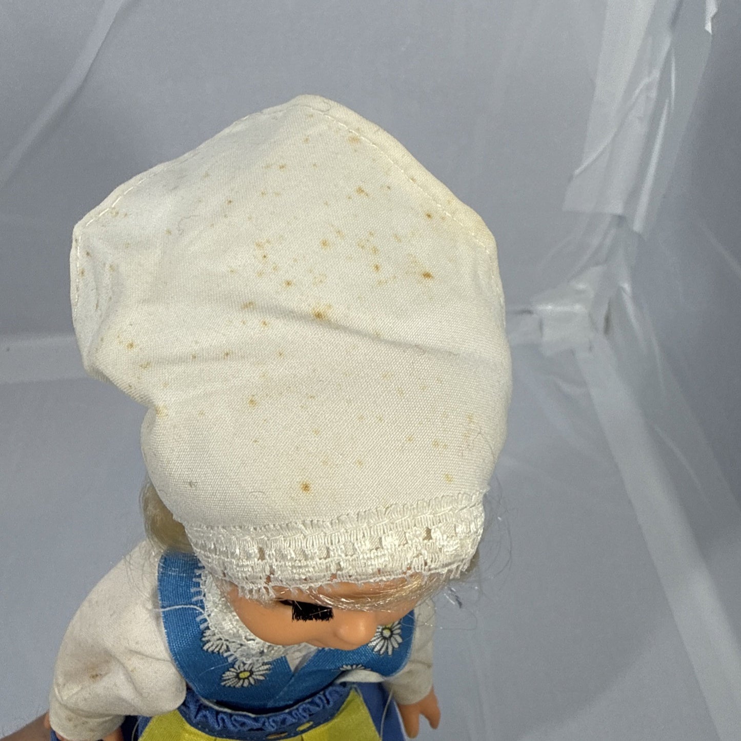 Vintage Sweden Vinyl Doll Sleepy Eyes Blue Yellow Folk Costume 9'