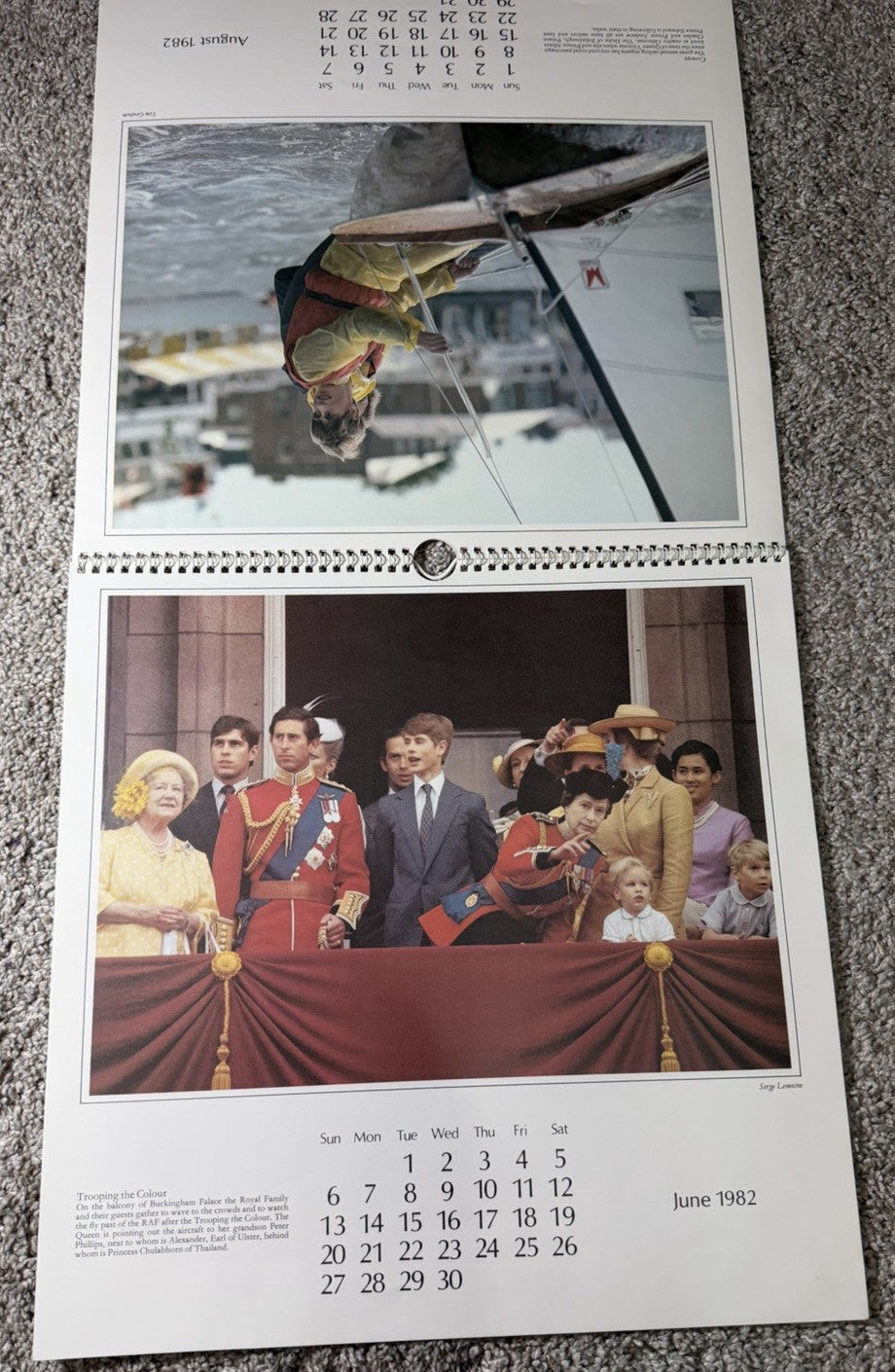 Vintage 1982 Royal Year Calendar Prince Charles Princess Diana Wales