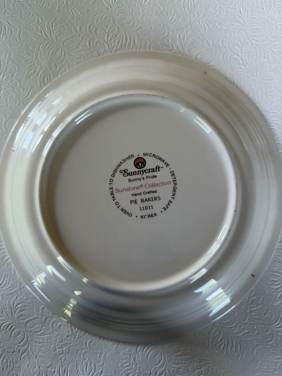 Vintage Sunnycraft Sunstone Lemon Meringue Pie Recipe Plate 11" Ceramic
