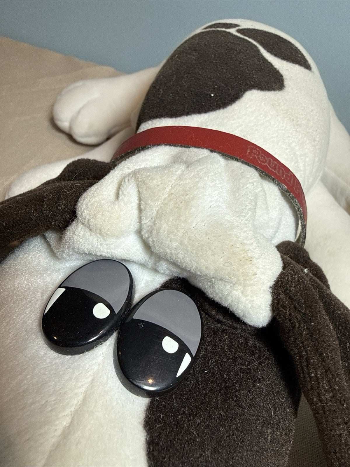 Vintage 1985 Tonka Pound Puppies White Brown 17 Inch Plush Stuffed Dog Toy Puppy