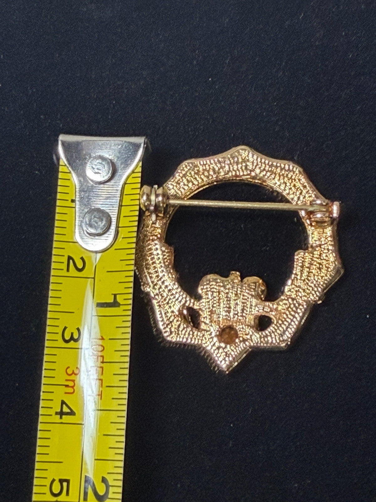 Vintage Gold Tone Green Rhinestone Claddagh Brooch Pin Irish Celtic Jewelry Pin