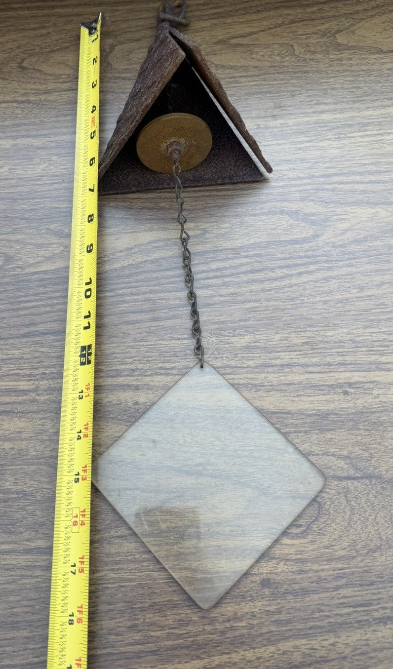 Vintage Joe Coniff Style Metal Triangle Wind Chime Bell Patina
