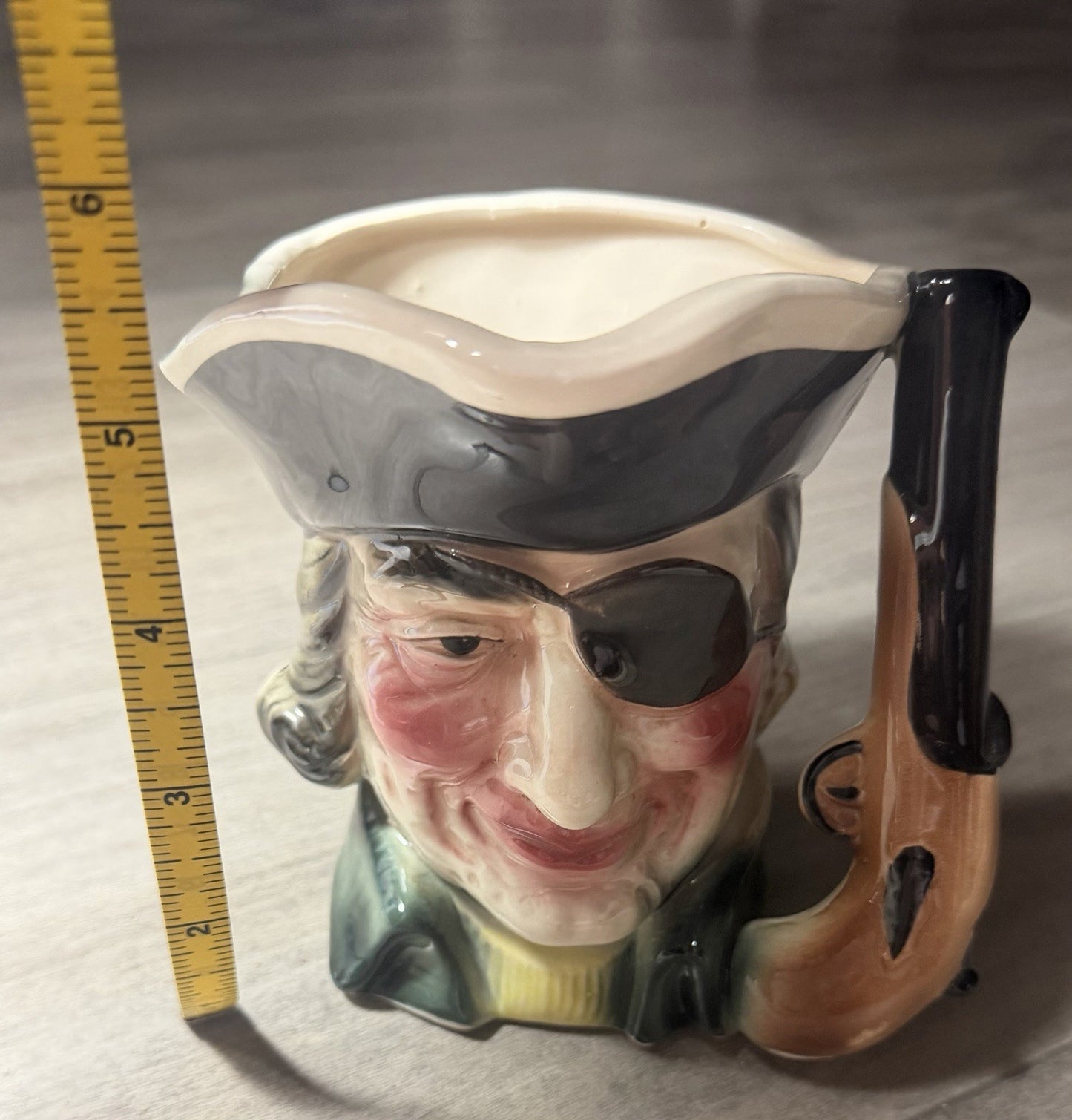Vintage Pirate Toby Mug Planter Buccaneer Eyepatch Gun Handle Japan 5.5"