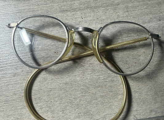 Vintage Cesco Steampunk Driving Glasses Gold Rim Old Frames
