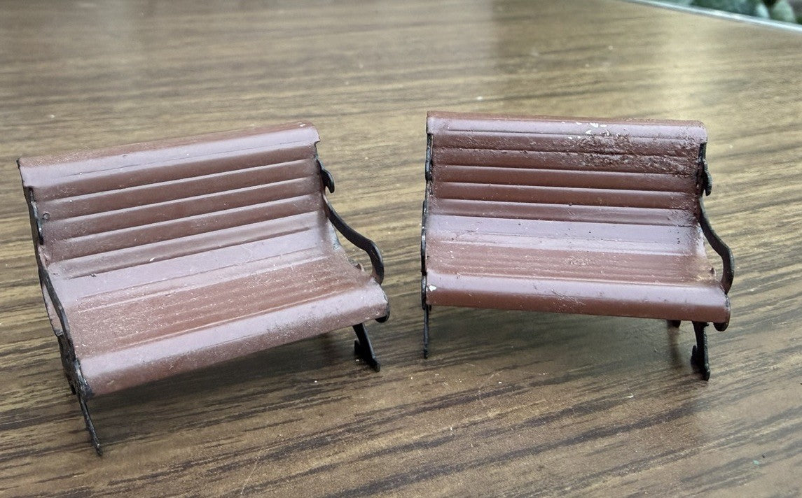 Lemax Christmas Village Park Bench Brown Metal 24033 Lot of 2