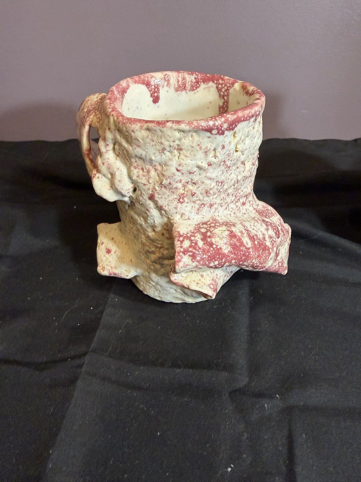 Handcrafted Ceramic Mugs Vases Set of 2 Blue Pink Decorative Cups 5"