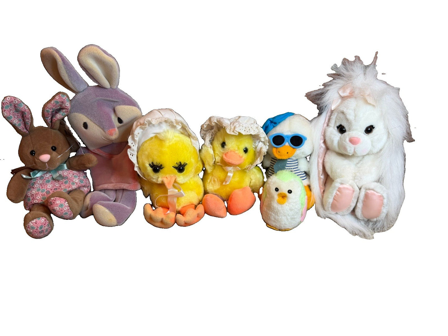 Vintage Easter Plush Lot Bunnies Ducks Russ Applause Avon Dan Dee 1970s 80s Toys
