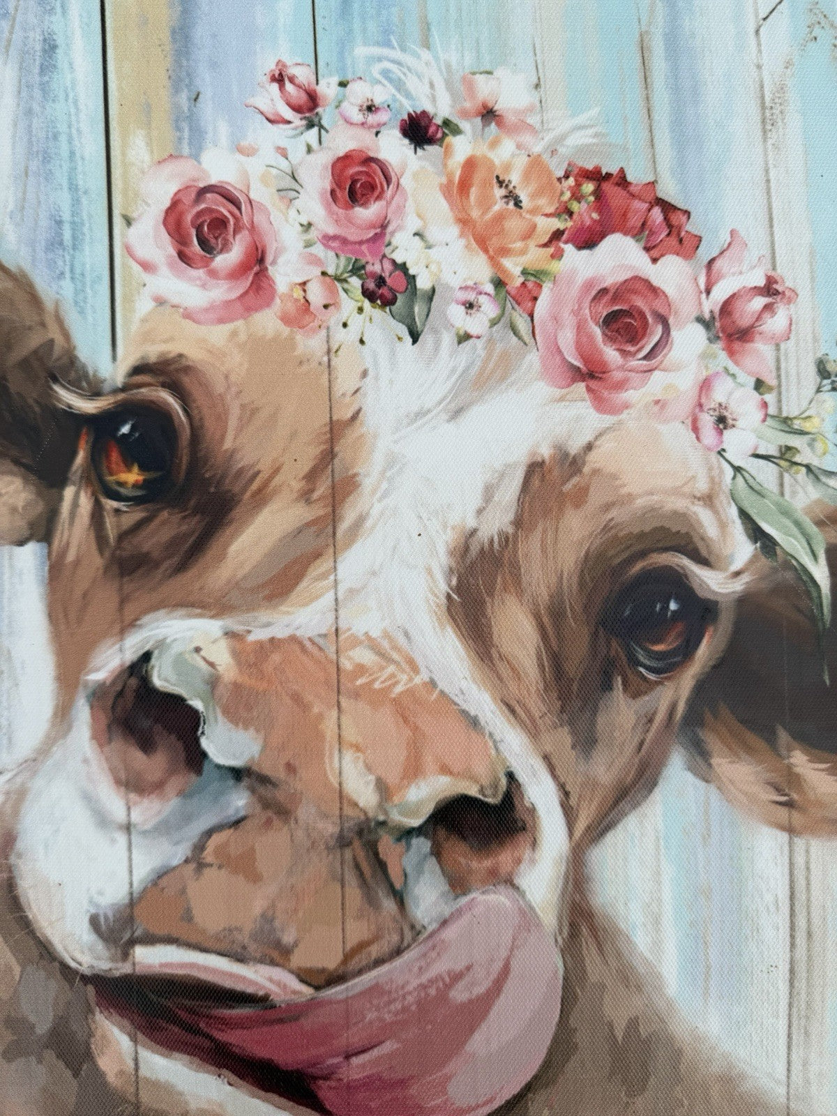 Highland Cow Floral Crown Canvas Wall Art Farmhouse Rustic Country Decor 12x16