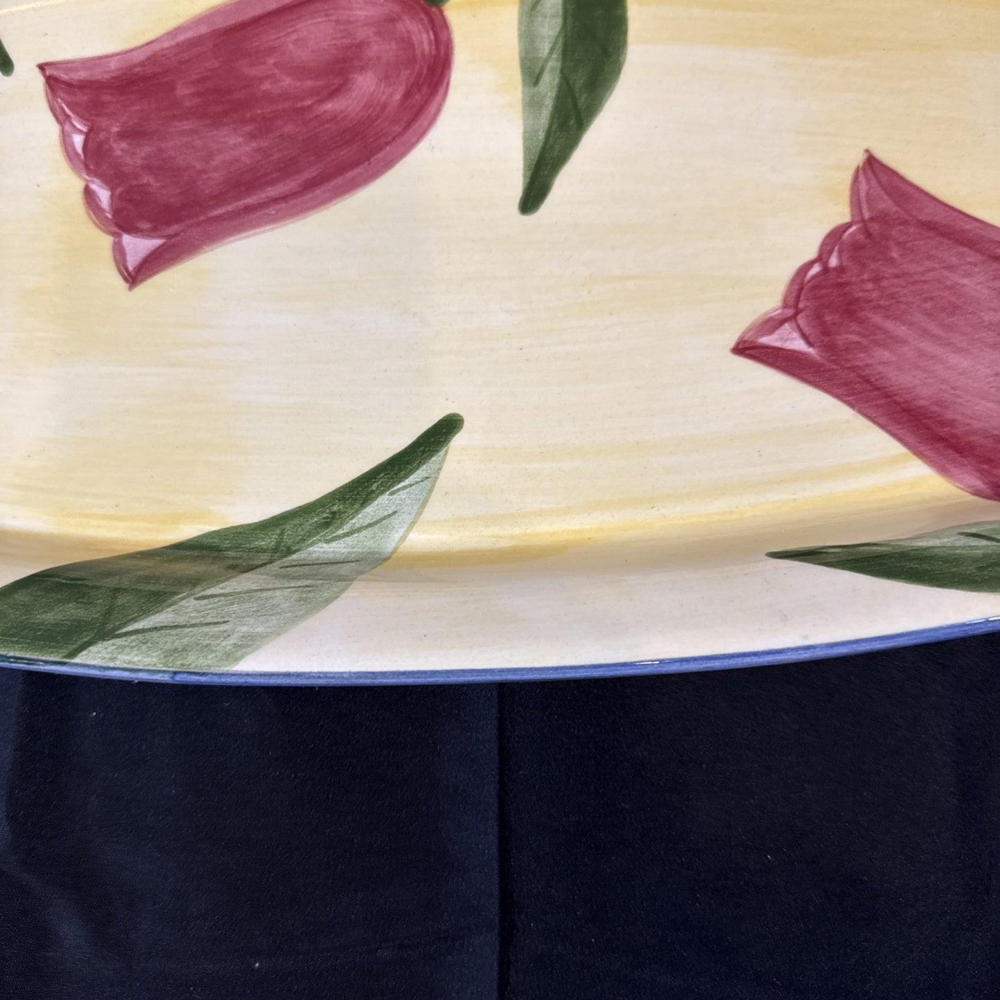 Laurie Gates Oval Ceramic Large Serving Platter 23 1/2" x 8 1/2" Tulips