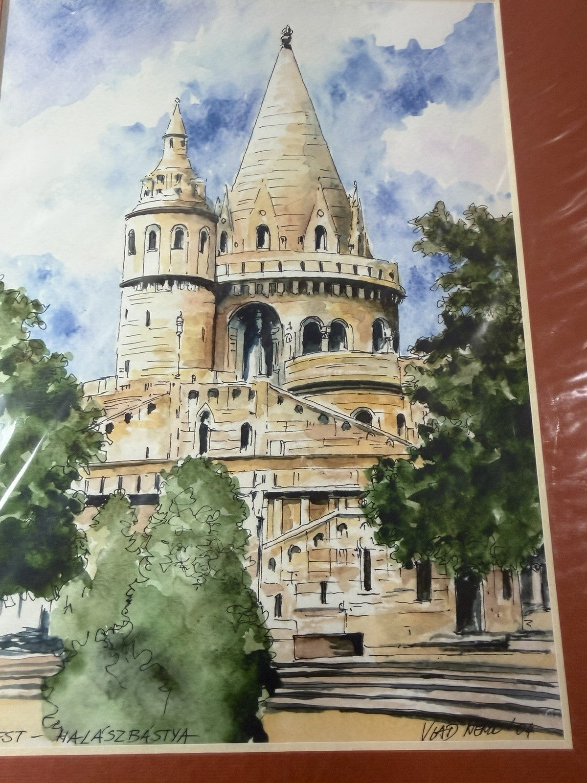 Vlad Nemo Signed Budapest Fishermans Bastion Watercolor Print NIB Hungary Art