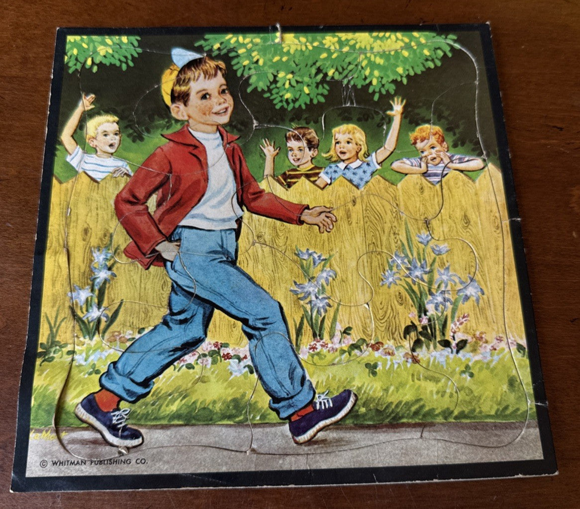 Vintage Whitman Boys and Girls Puzzle 1950s Complete Puzzle 7.5x7.5"