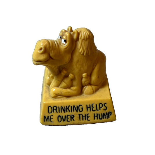 Vintage Wallace Berrie Camel Figurine Drinking Helps Me Over Hump 1975 7531 Gag