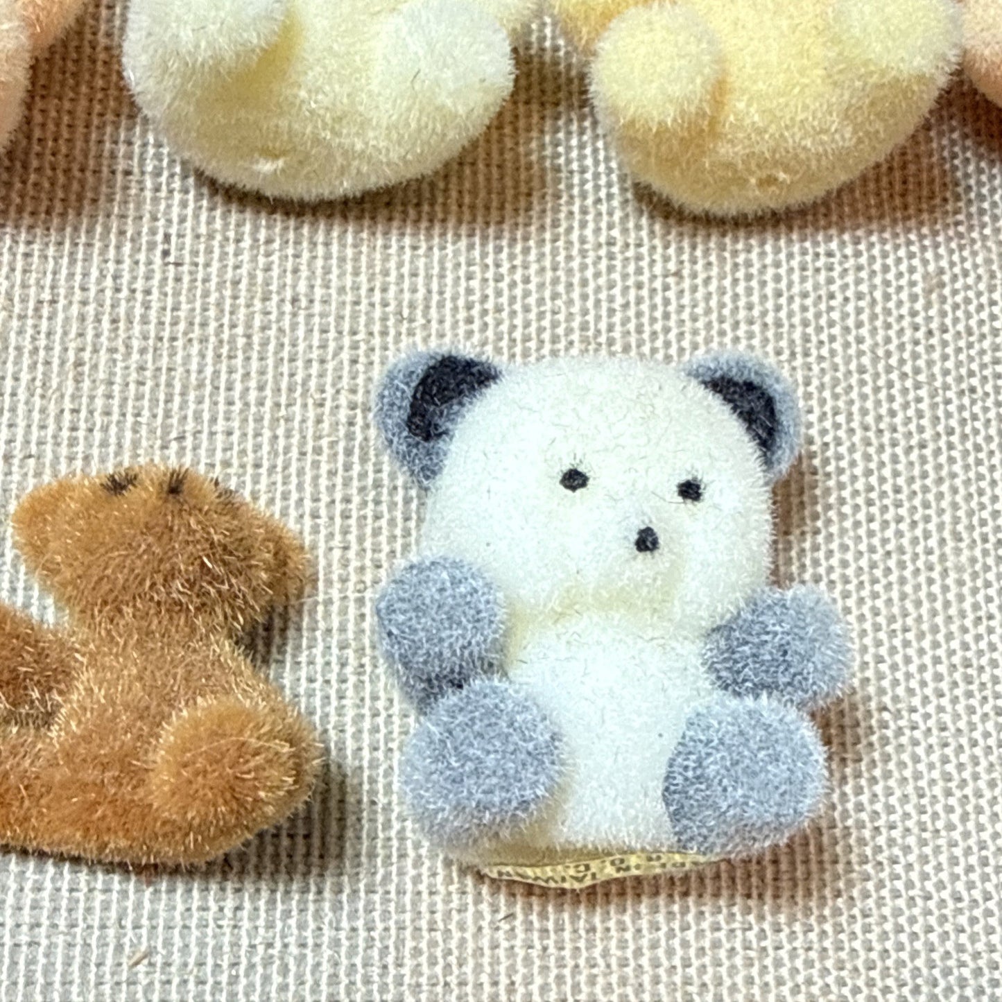 Vintage Mini Flocked Teddy Bear Lot of 22 Pastel 1" Miniature Craft Figure