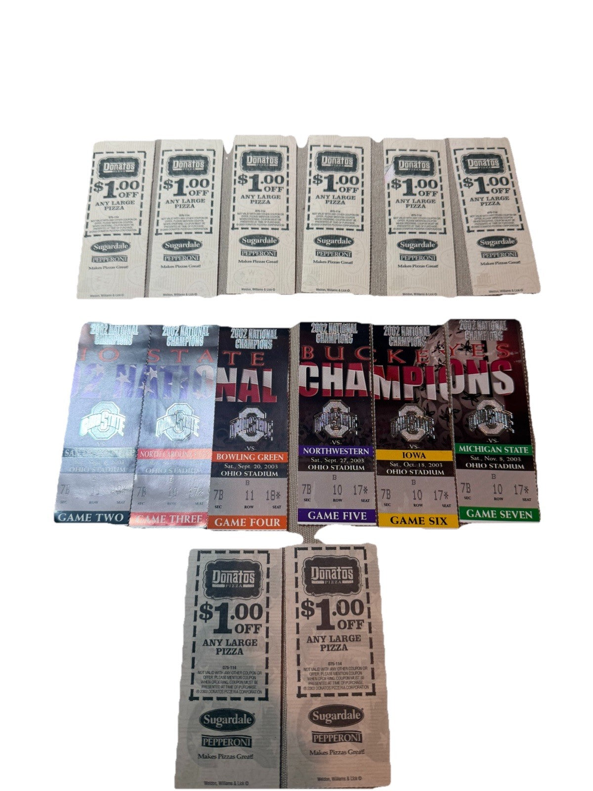 Ohio State 2003 Football Ticket Stub Lot National Champions Design