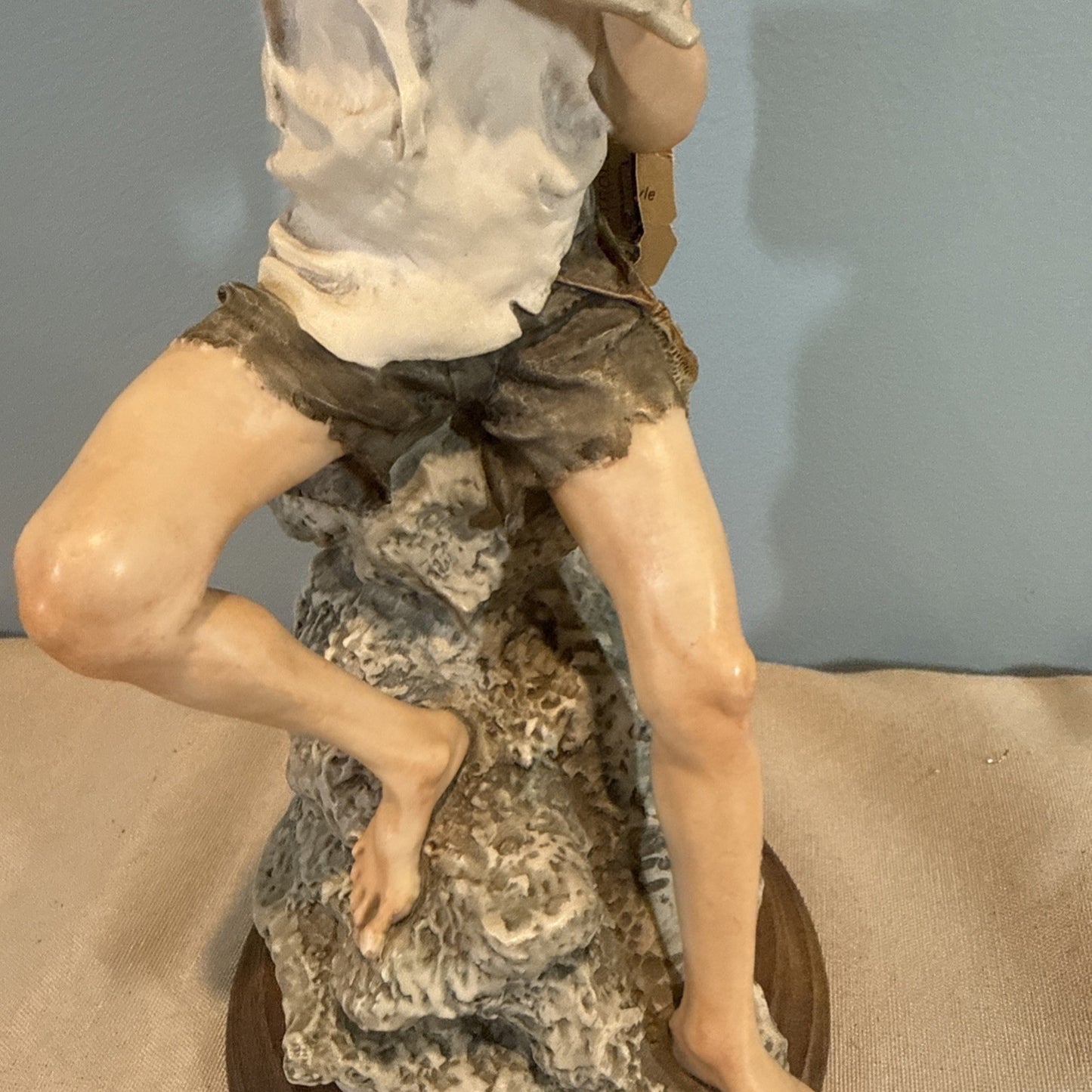 Giuseppe Armani Boy With Fish Figurine 326S Florence Italy COA Vintage