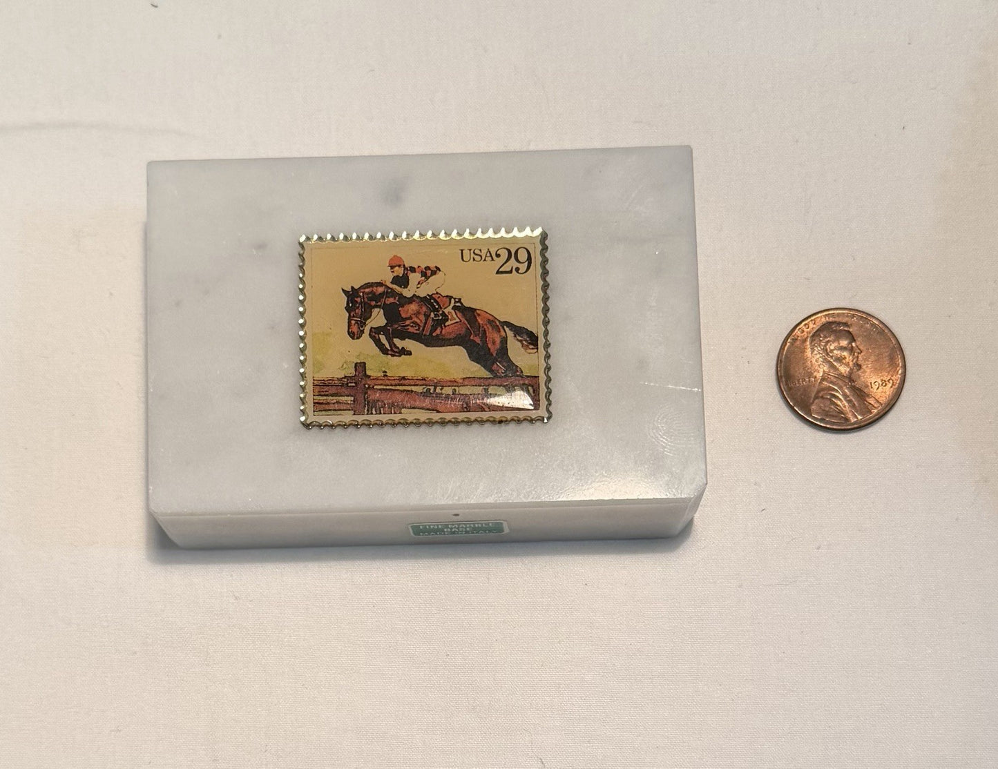 USPS Marble Commemorative Stamp Paperweight, Sporting Horses Steeplechase