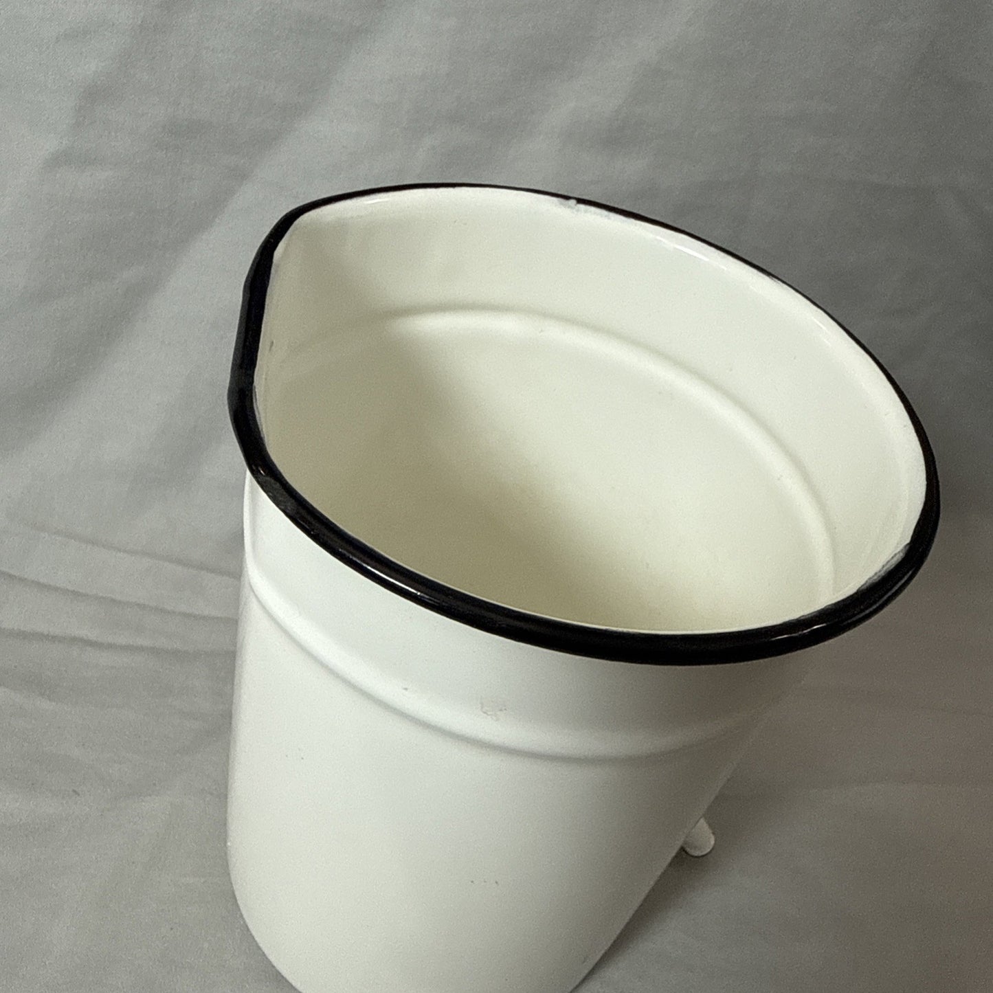 Vintage Hospital White Enamel Irrigator Wall Jug Medical Enamelware Container
