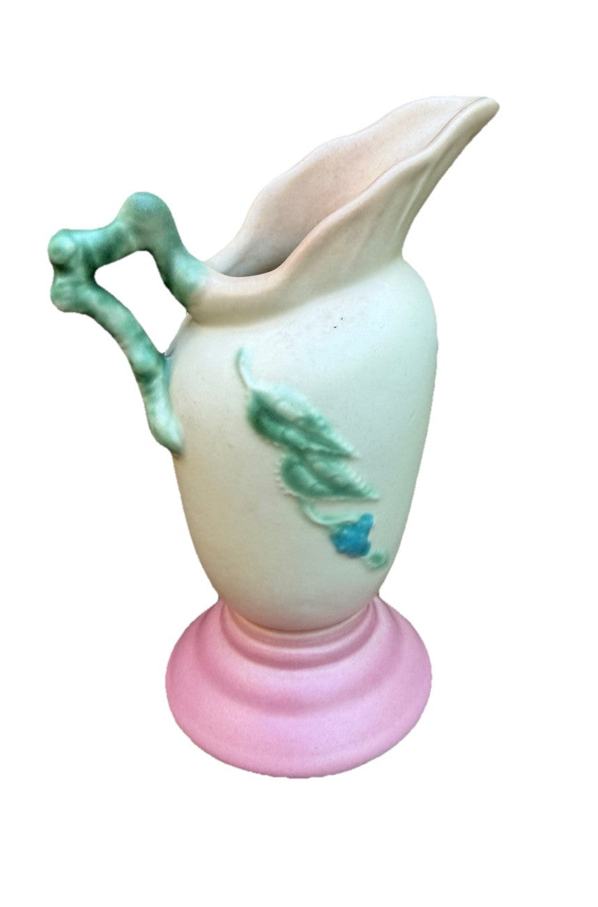 Vintage Hull Pottery Woodland Ewer Pitcher Pink Green 5.5"x3"