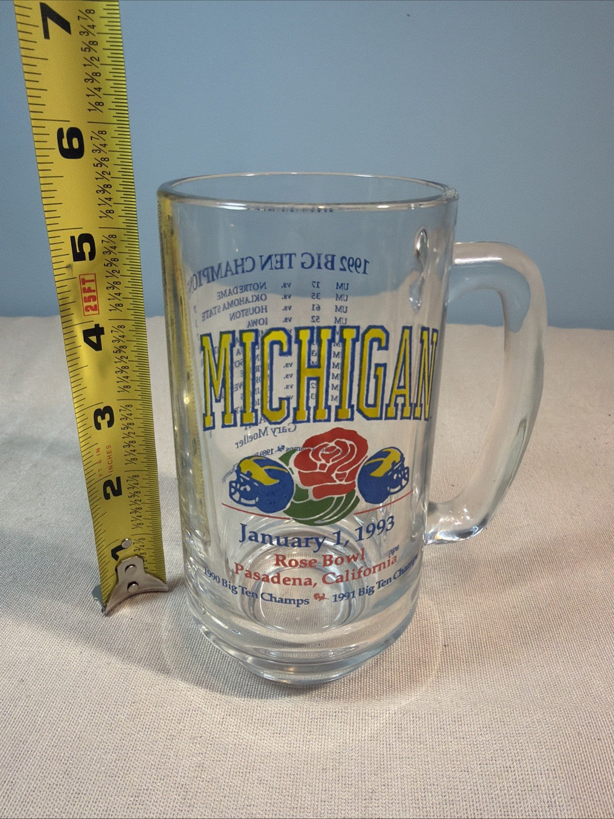 Michigan Wolverines 1992 Big Ten Champions Glass Beer Mug Tumbler - 2 available