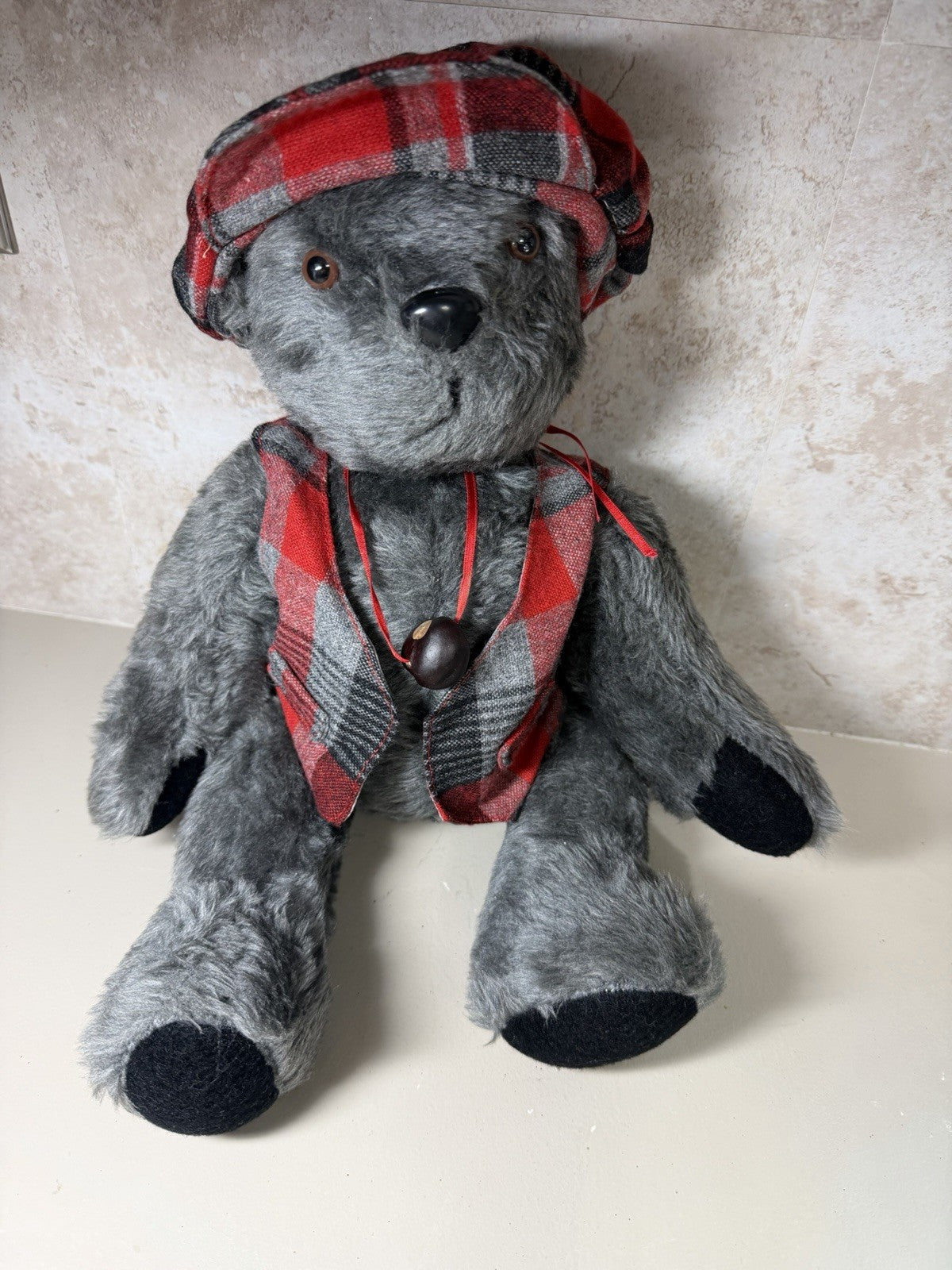 Ohio State Buckeyes Teddy Bear Coach Plaid Outfit Gray Plush 16" OSU