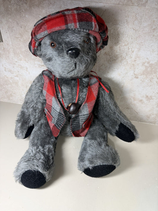 Ohio State Buckeyes Teddy Bear Coach Plaid Outfit Gray Plush 16" OSU