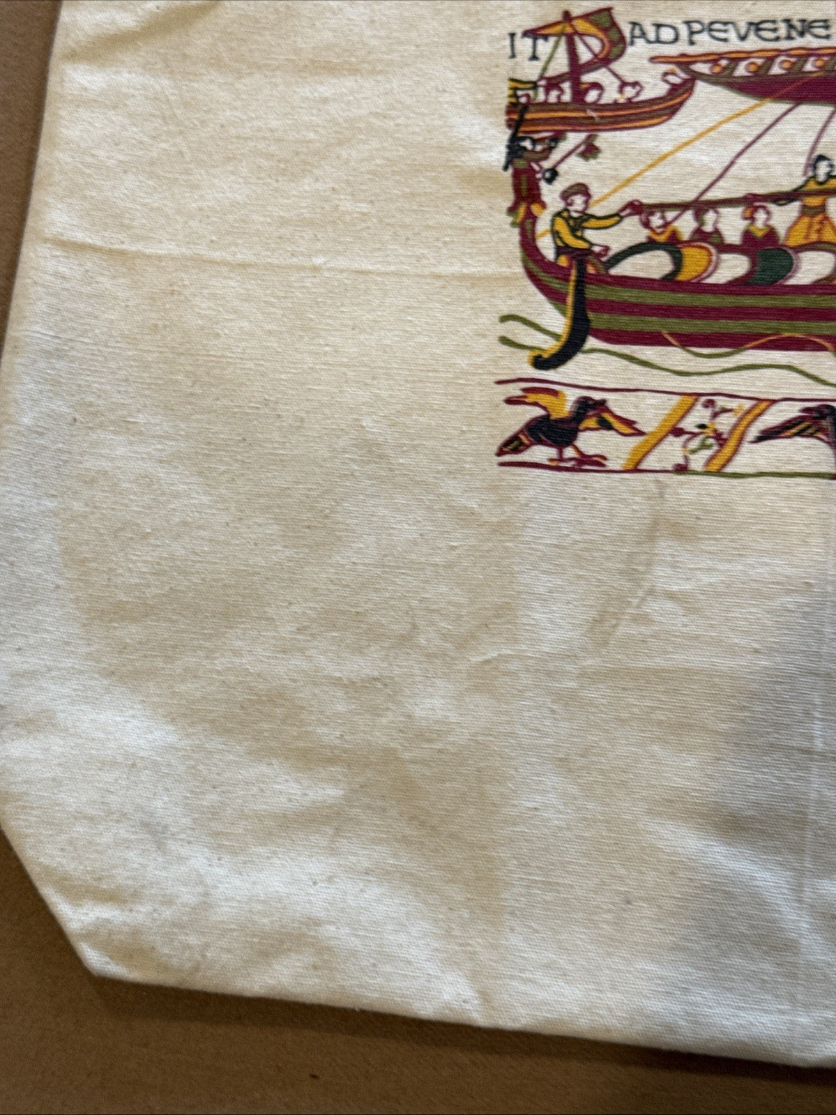 French Cotton Tote Bag, Bayeux Norman Pattern Embroidered Design, Souvenir Colle