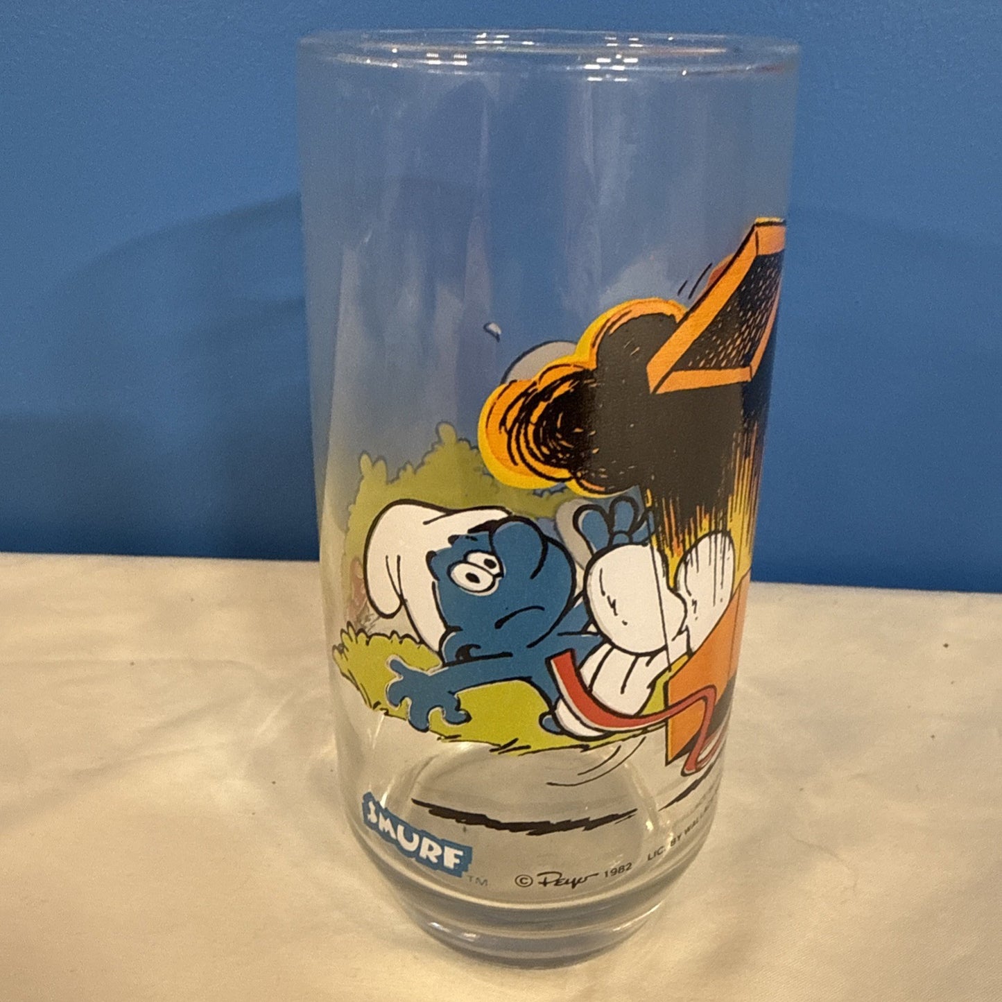 Vintage 1982 Smurfs Peyo Wallace Berrie Collectible Drinking Glasses Set of 7