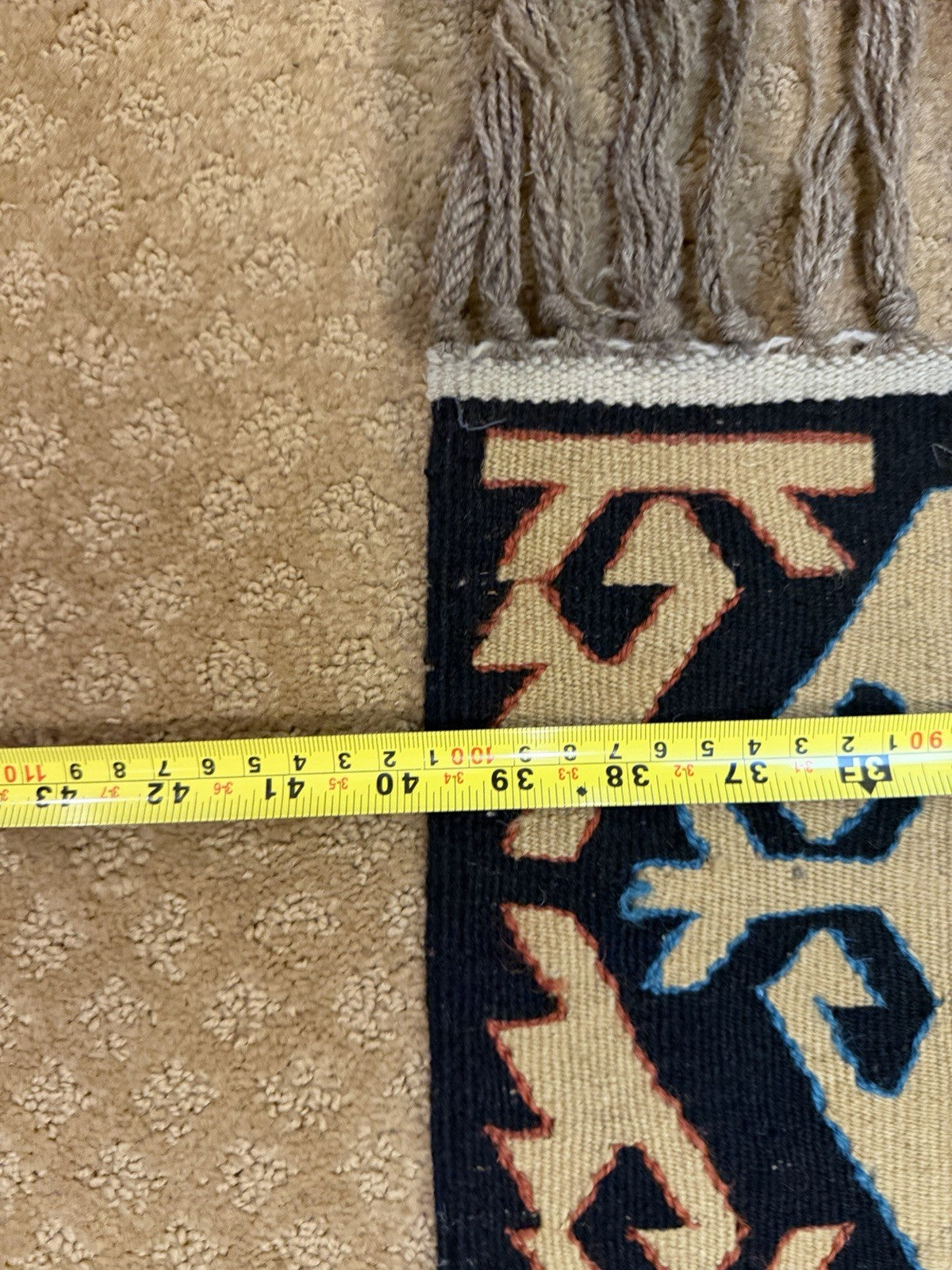 Vintage Turkish Kilim Flat Weave Rug Runner Geometric Tribal Wool Fringe Handmad