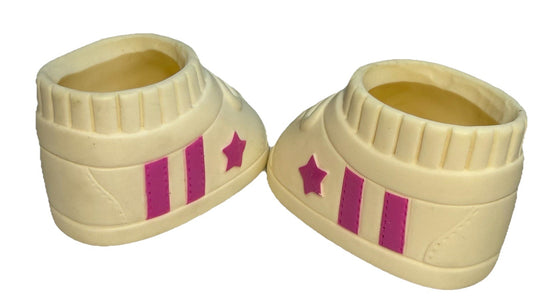 Vinyl Shoes for K.C. The Talking Cheerleader Doll Pink Stripes With Star