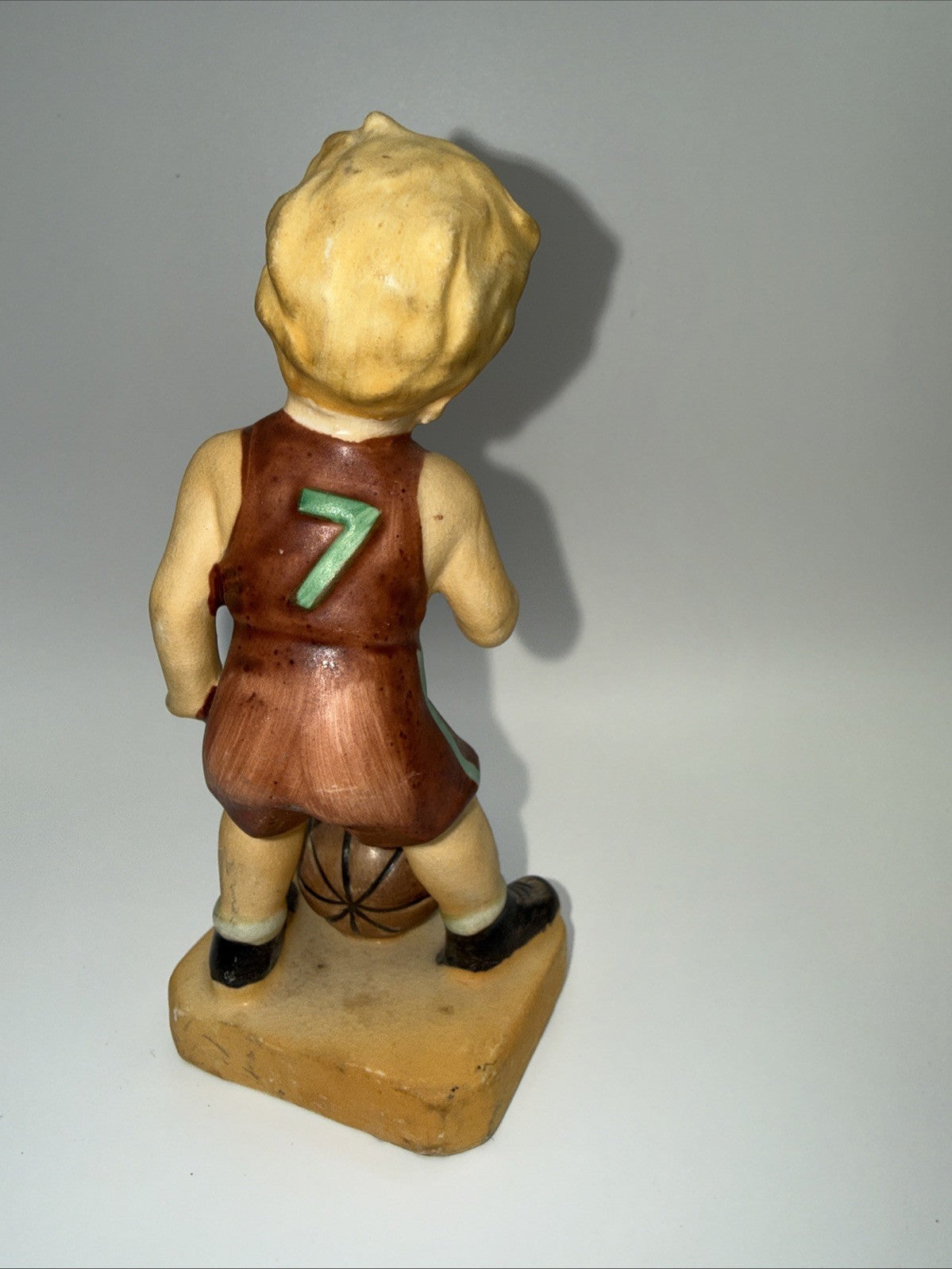 Vintage Japan Little Basketball Boy Set Of 2 figurines #1 #7 5.5" Tall