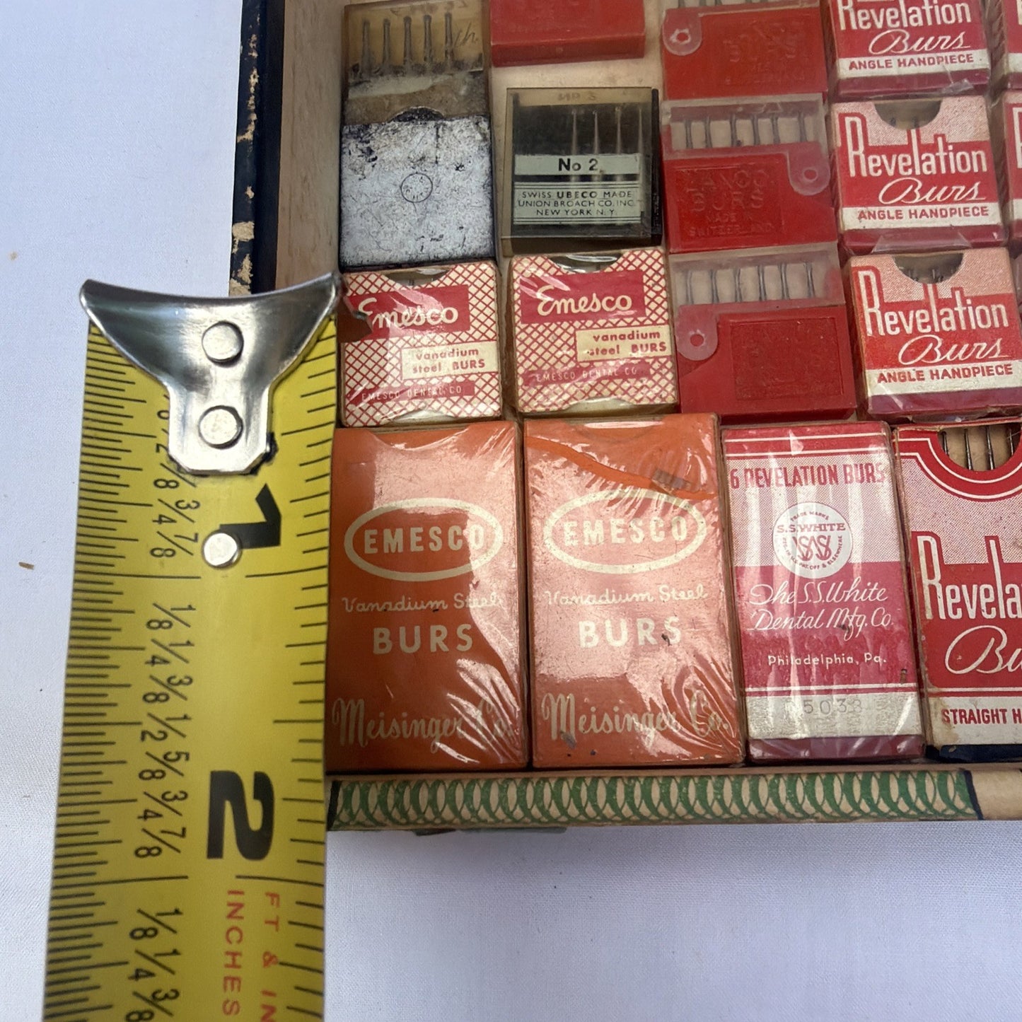 Vintage Revelation Dental Bur Box SS White Ransom Randolph Medical Display Case