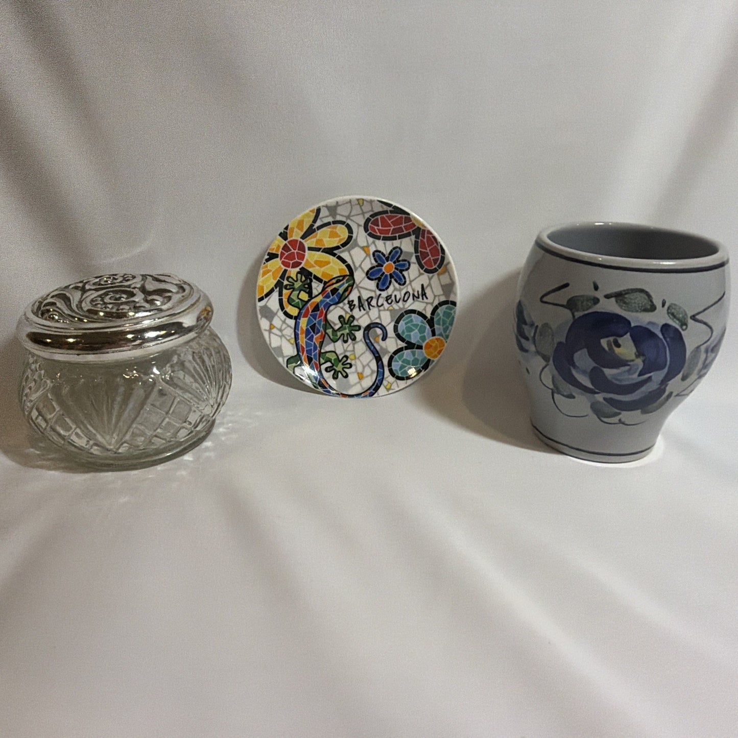 Mini 3.5 Inch Hand Painted Ceramic Pottery & Cosmetic Jar Mini Vase Lot