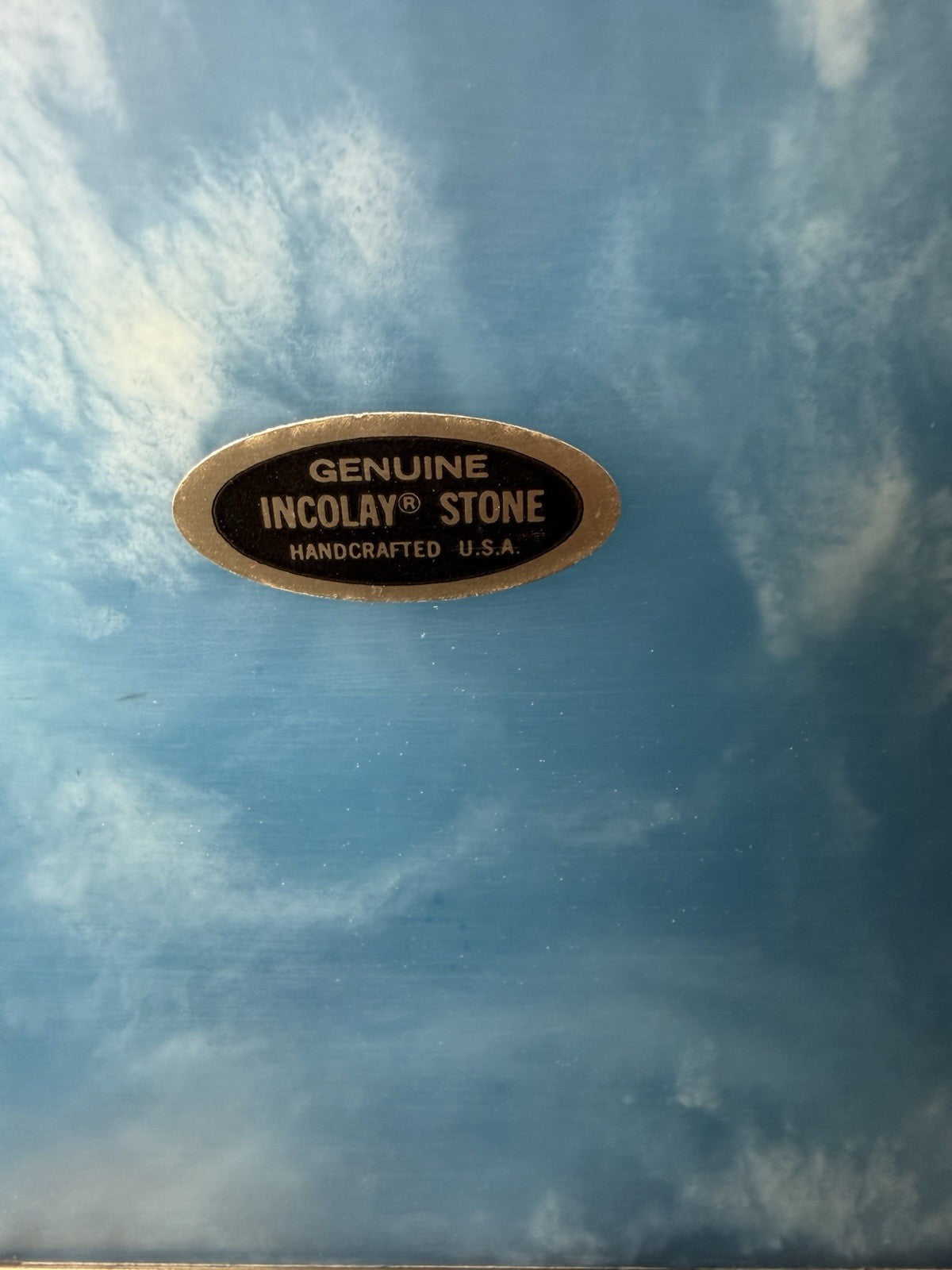 Vintage Incolay Stone Nimbus Three Maidens Blue Cameo Jewelry Box 1979