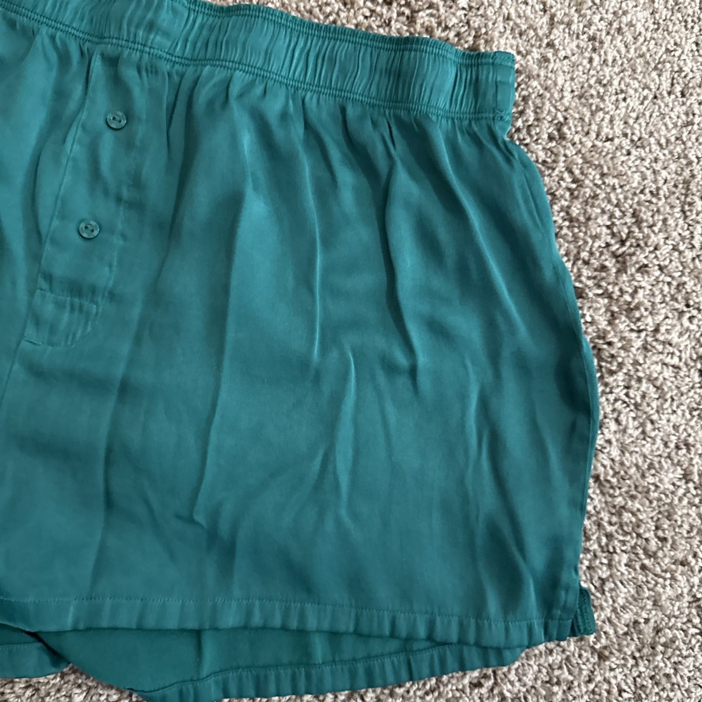 Victoria’s Secret PINK Green Satin Boxer Shorts Size Large Womens Sleepwear