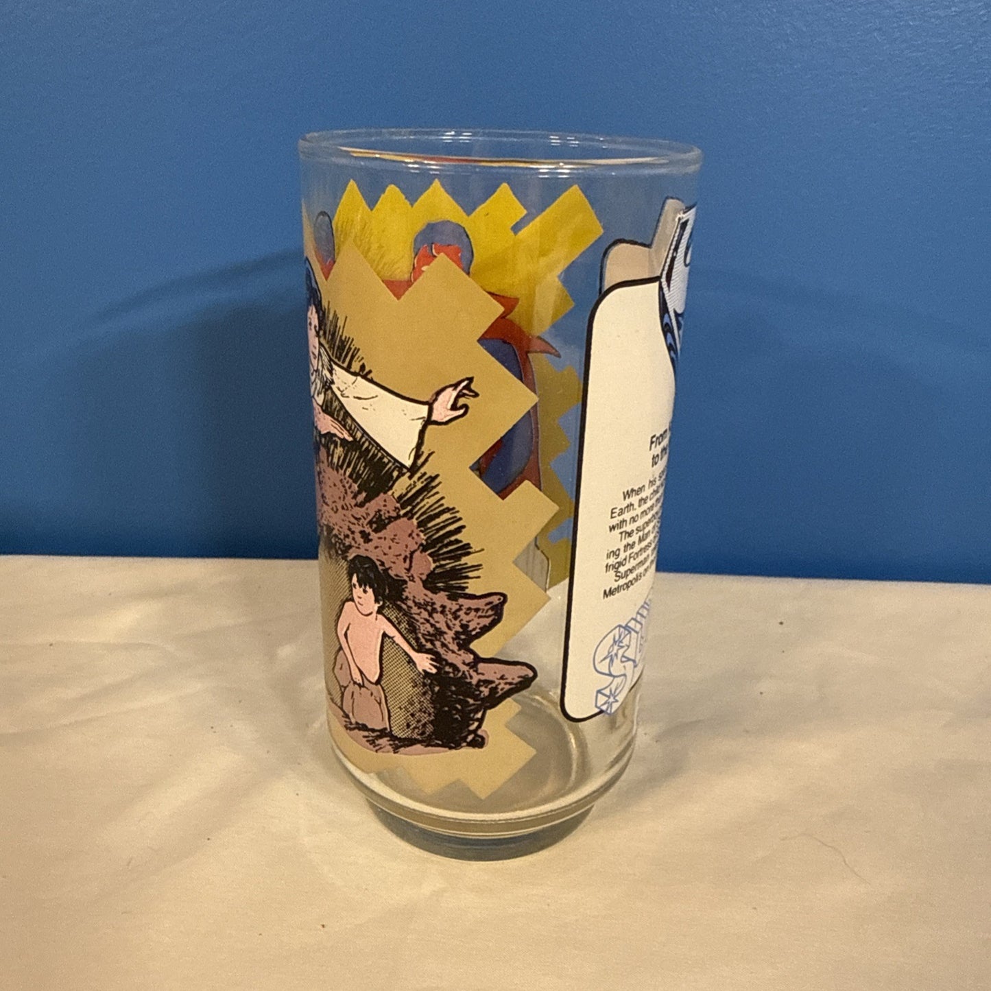 1978 Pepsi DC Comics Superman Glass Kal El Child to Man of Steel Vintage