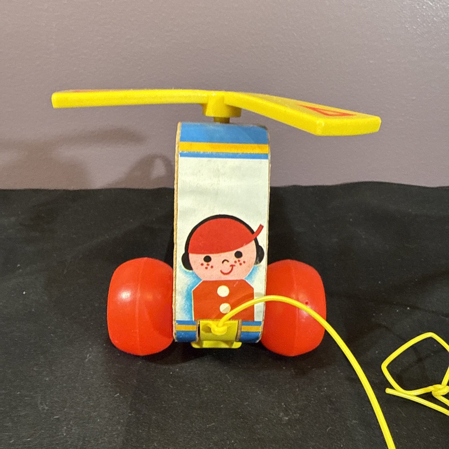 Fisher Price Mini Copter Pull Toy #448 Vintage 1970 Works Very Nice