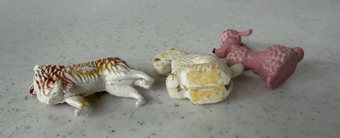 Vintage Plastic Dog Figure Lot Oral-B Dachshund Jak Pak Come to the Fair