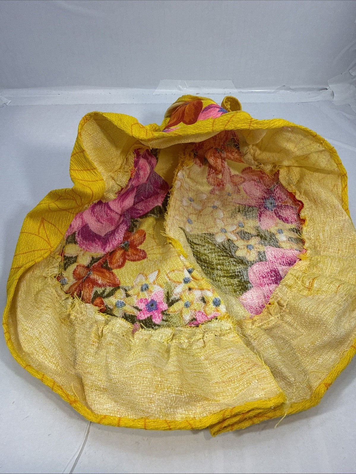 Vintage 1970s Barbie Doll Floral Yellow Housecoat Brunch Gown Outfit