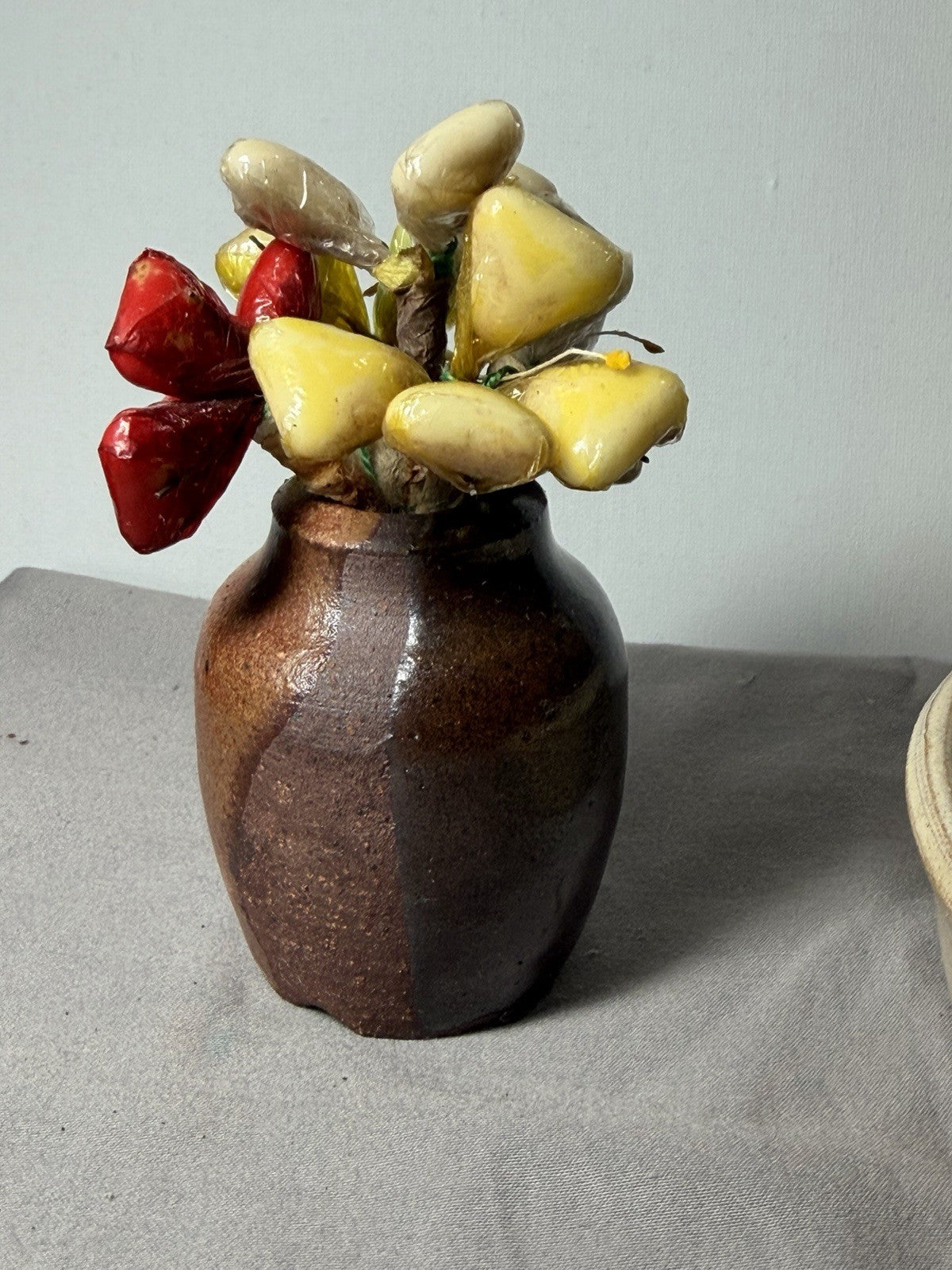 Studio Pottery Vase Heart Dish Set Signed 1993 Handmade Ceramic