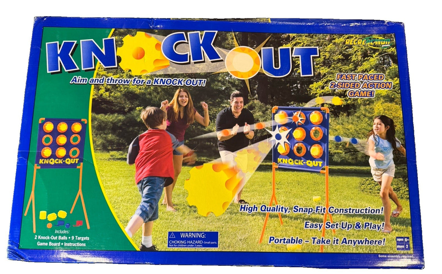 Vintage 2005 Fundex Knock Out Action Game 2 Sided Portable Kids Family Board Gam