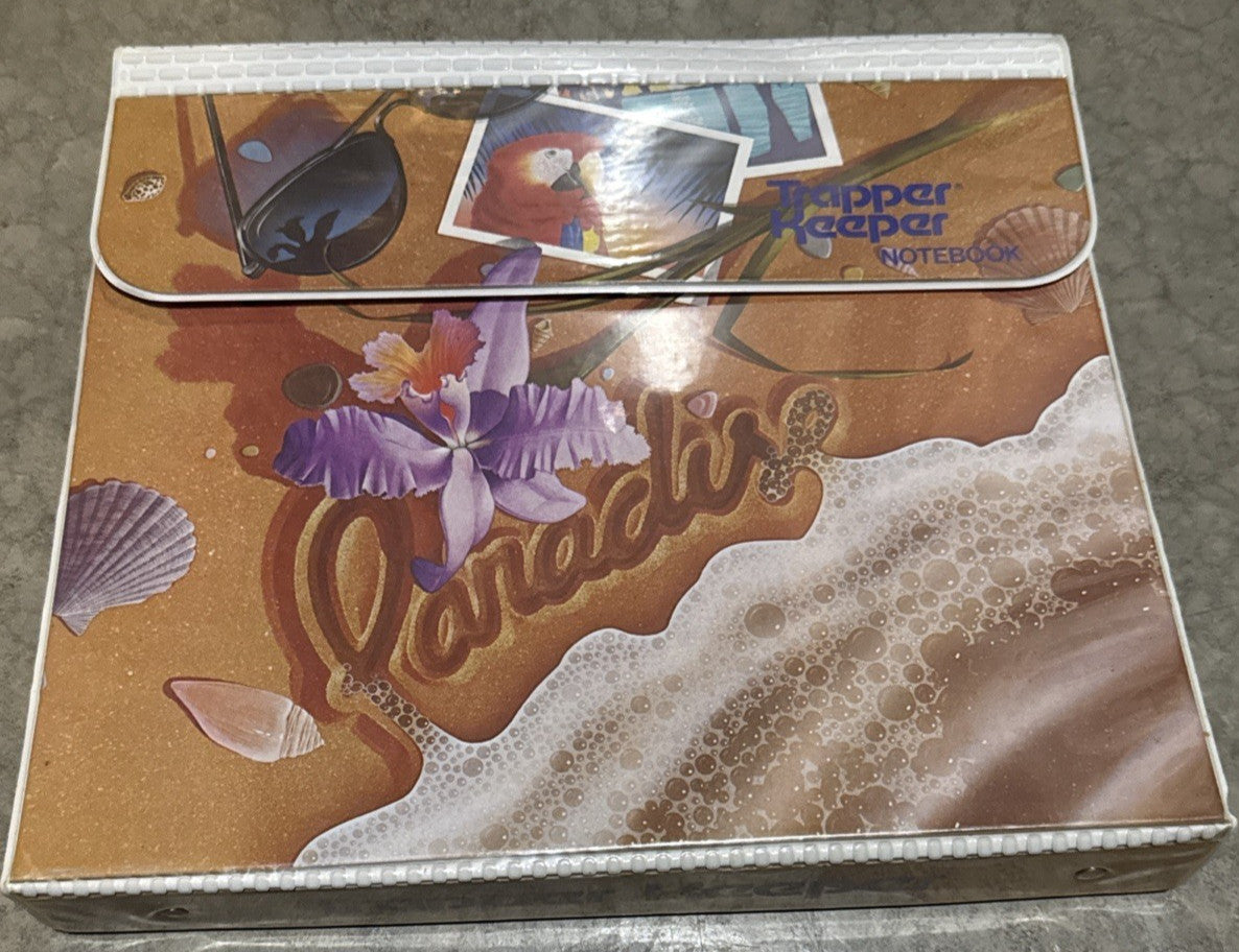 Vintage Mead Trapper Keeper Paradise Design with Folder, Retro 80s 90s School