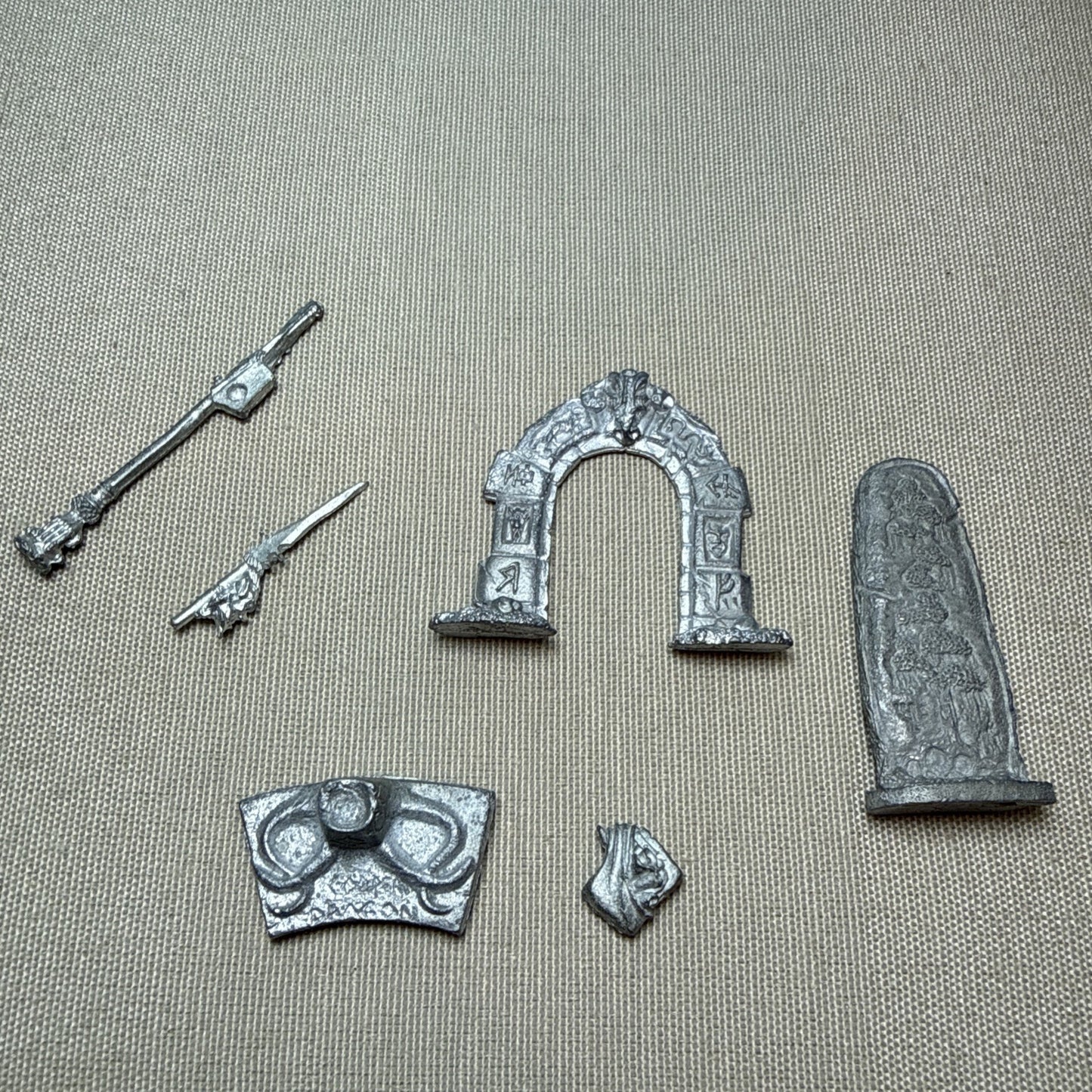 Vintage Citadel Warhammer Metal Terrain Bits Lot Arcade Arch Dragon Stone Scener