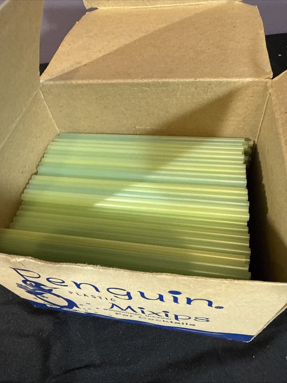 Vintage Cocktail Plastic Sticks Straws Penguin Mixips Barware Used Incomplete