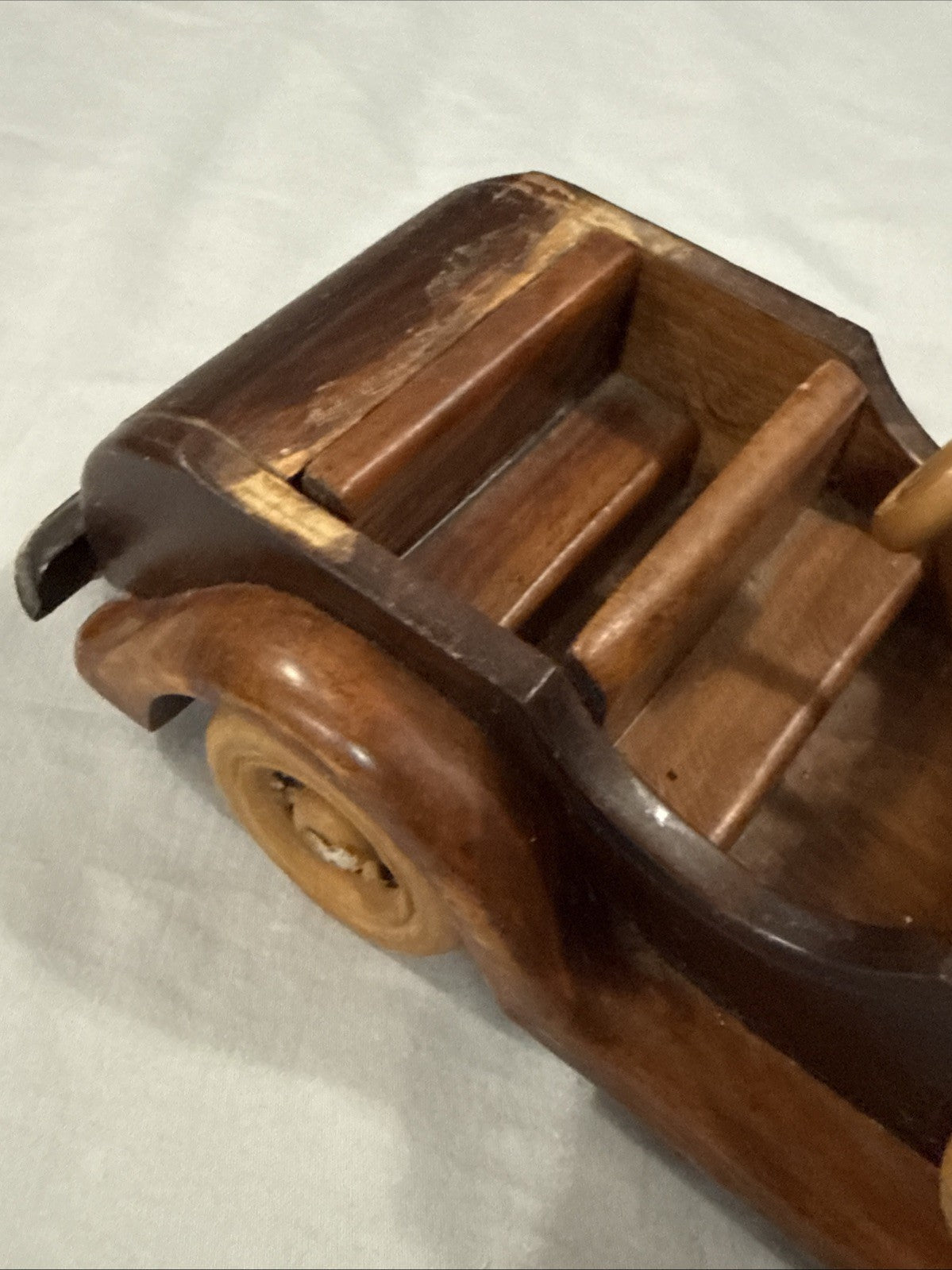 Vintage Handcrafted Wooden Car 12" Classic Handmade Display Incomplete