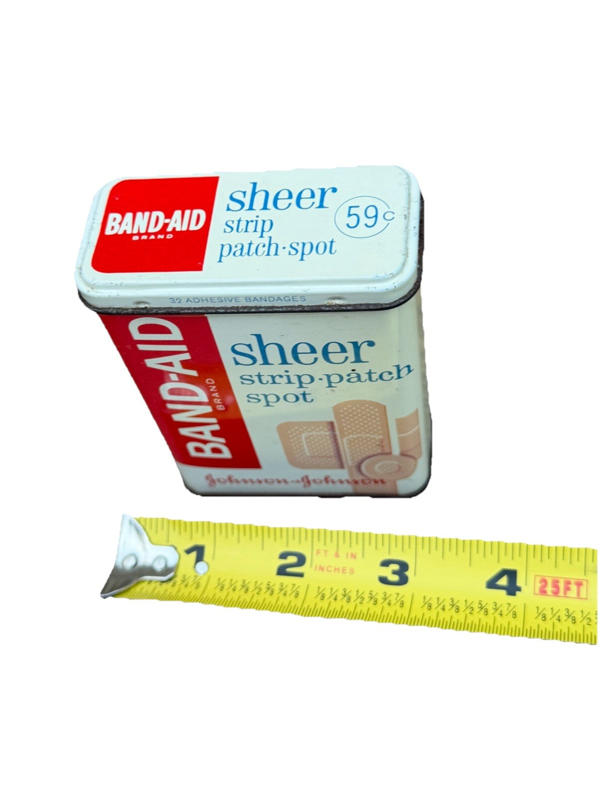 Vintage Johnson & Johnson Band Aid Sheer Patch Strips Empty Tin Box