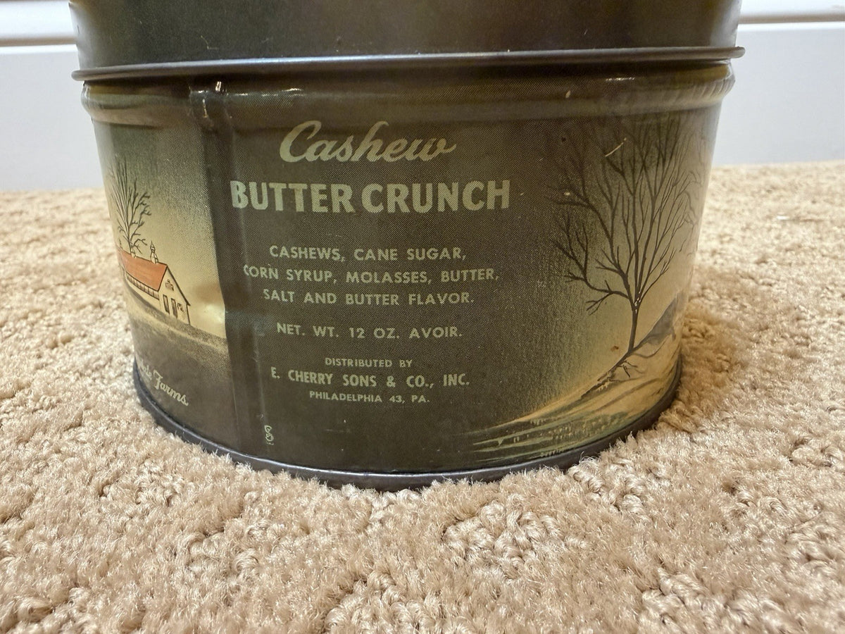 Vintage E Cherry Sons Cherrydale Farms Cashew Butter Crunch Horse Carriage Tin