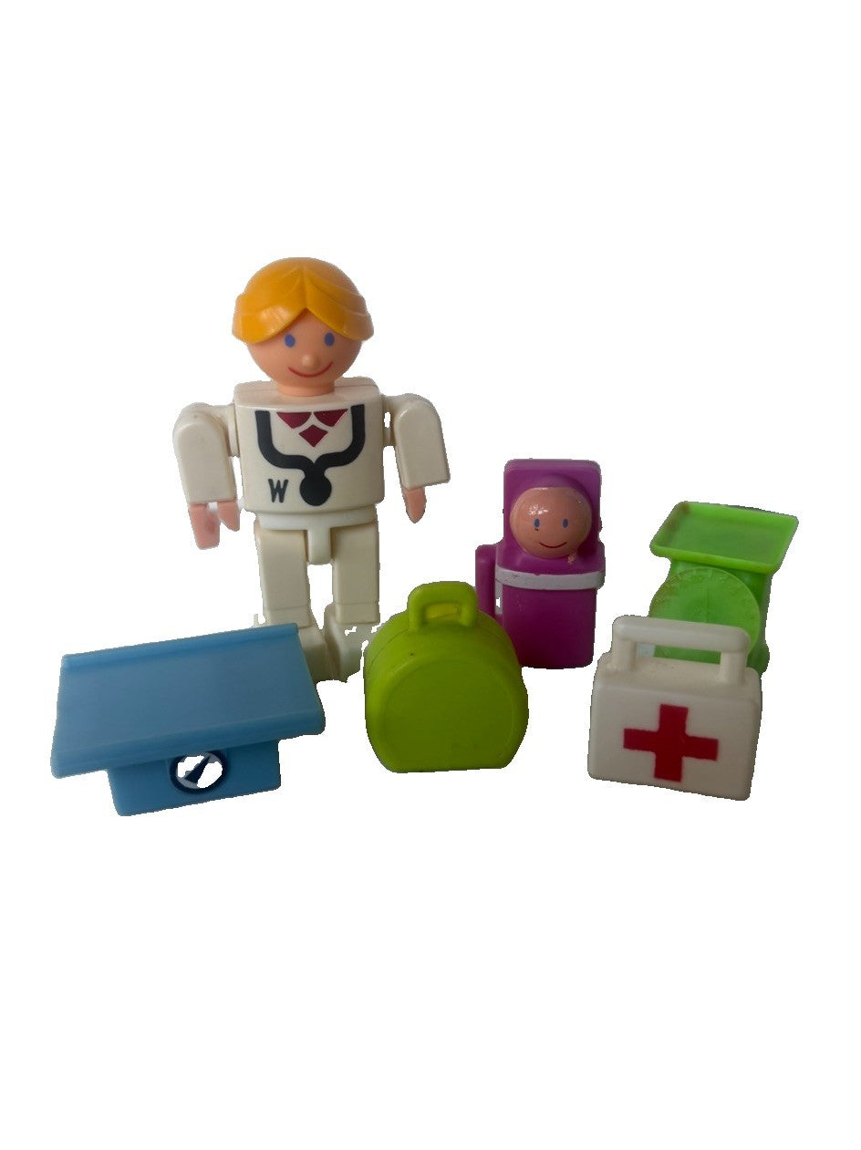 Vintage 1975 Gabriel Wannabees Doctor Nurse Figure Accessories Lot Medical